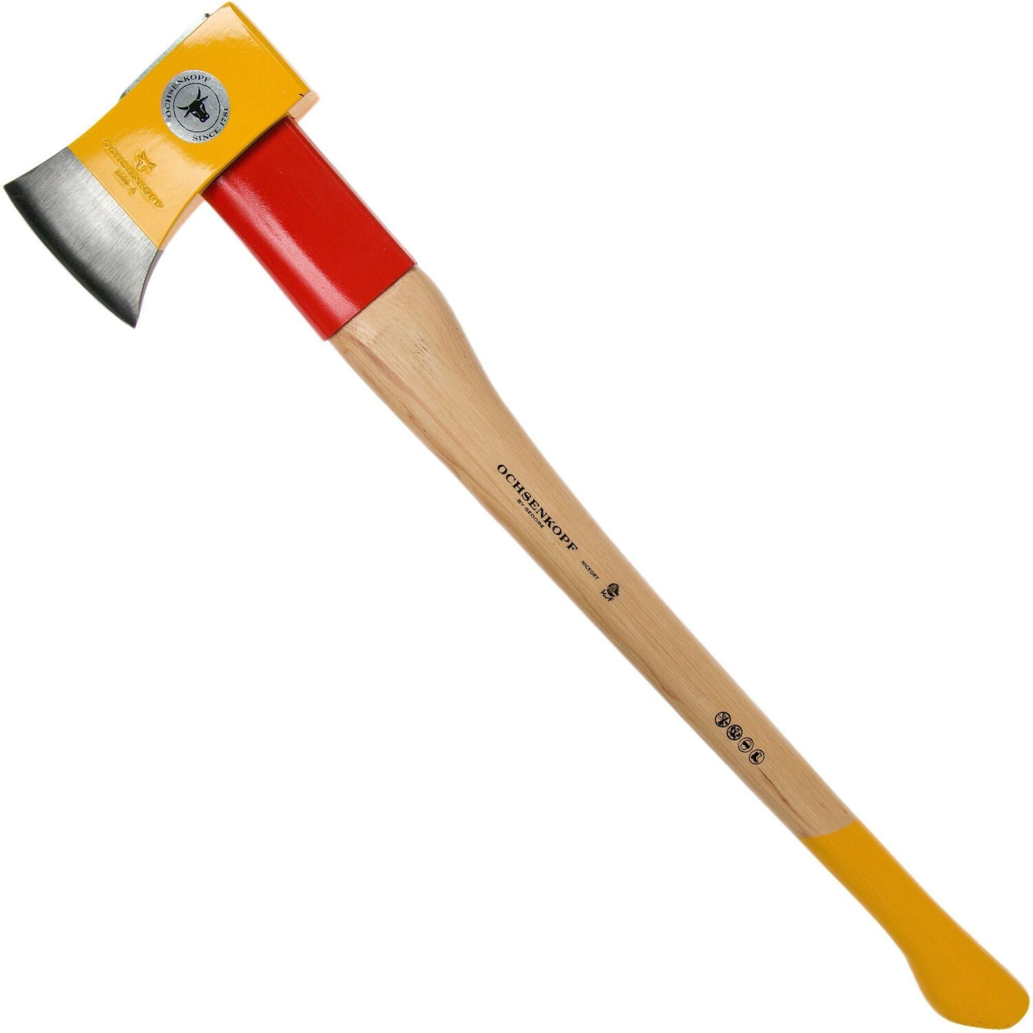Bild von OCHSENKOPF Spalt-Fix-Axt, Spaltaxt mit Rotband-Plus Stielbefestigung, Langlebiger Stiel aus Hickoryholz, 3,55 kg, Gelb