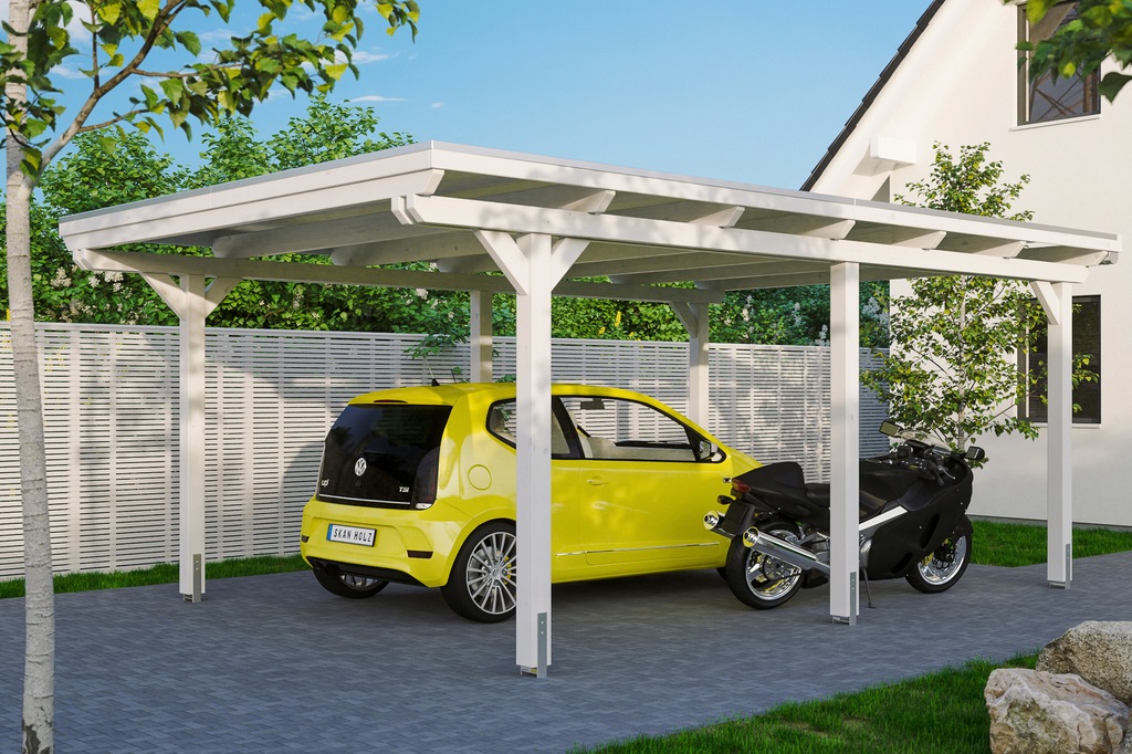 Bild von SKANHOLZ Carport »Emsland«, BxT: 404 x 604 cm, Firsthöhe: 242 cm, farbbehandelt - weiss