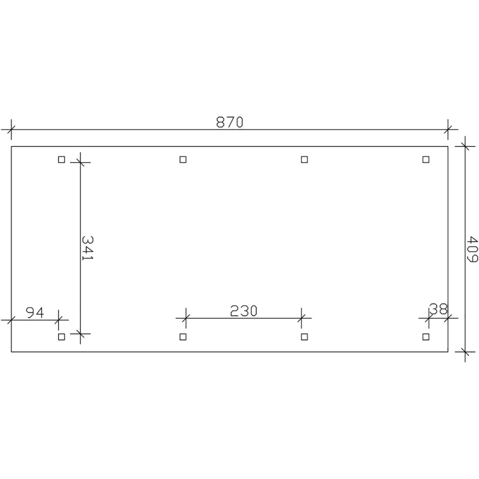 Bild von Skan Holz Einzelcarport Wendland Naturbelassen Unterstand, EPDM-Folie, 409x870 cm,schwarze Dachblende