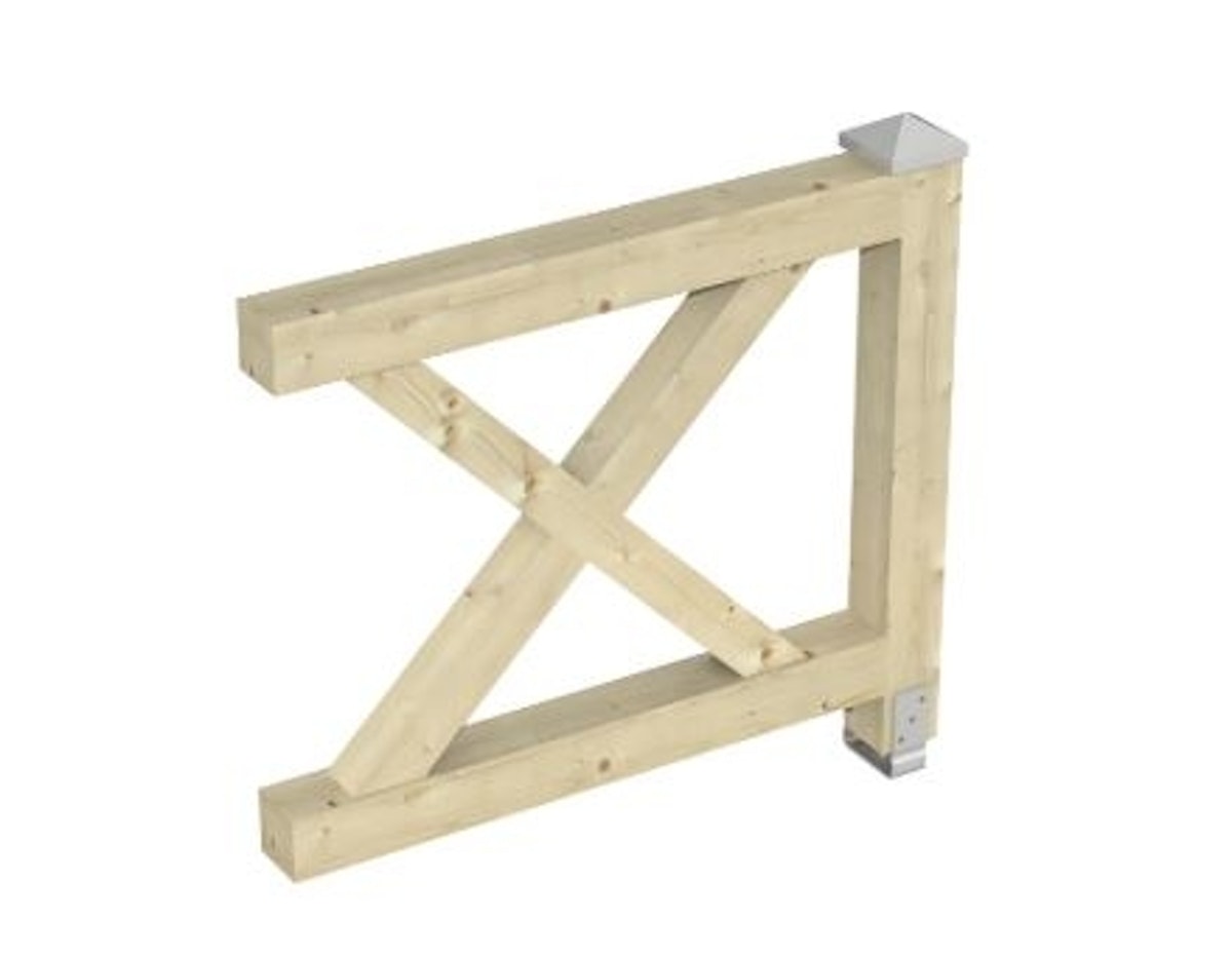Bild von Skan Holz Brüstung Andreaskreuz, für 4-Eck Pavillons und Terrassenüberdachungen, Schiefergrau, 400 cm