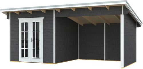 Bild von SKANHOLZ Gartenhaus »Texel«, Holz, BxHxT: 590 x 249,5 x 250 cm (Außenmaße inkl. Dachüberstand) - grau
