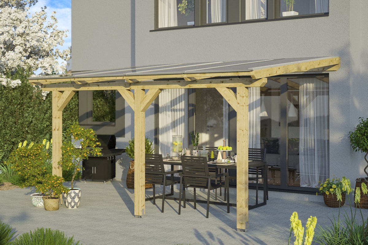 Bild von Skan Holz Terrassenüberdachung Bormio - Leimholz B 648 x T 300 cm (Größe 10) anthrazit