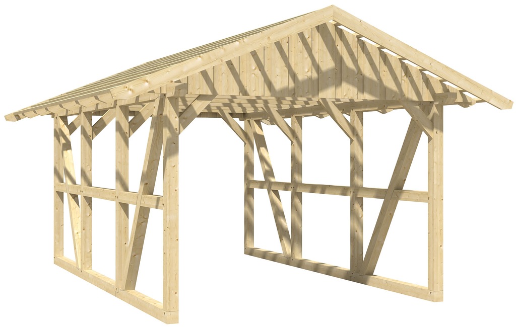 Bild von Skanholz Einzelcarport Schwarzwald, BxT: 424x600 cm, 220 cm Einfahrtshöhe, mit Dachlattung