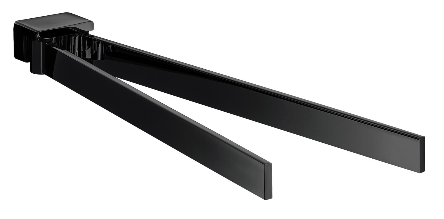 Bild von EMCO Loft Handtuchhalter zweiarmig zur Wandmontage, schwenkbarer Badetuchhalter aus Aluminium, hochwertige Handtuchstange für Zwei Handtücher, schwarz matt, 31 cm