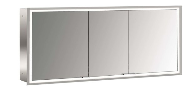 Bild von Emco asis prime Lichtspiegelschrank, Unterputzmodell, 3 Türen, mit Lichtpaket, 1600mm, Ausführung: Glasrückwand weiß