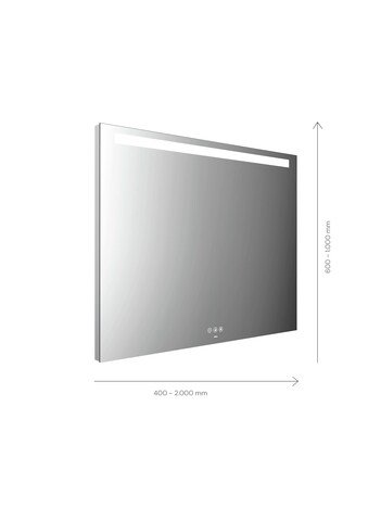 Bild von Emco MI 210+ LED-Lichtspiegel, horizontaler Lichtausschnitt oben, Touch-Bedienfeld, Breite 700mm, 1030700, Ausführung: Höhe: 600mm