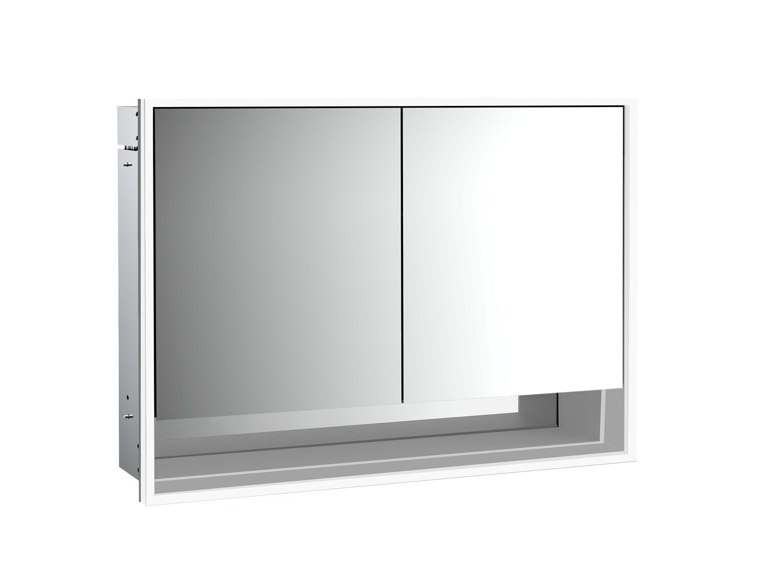 Bild von Emco loft Lichtspiegelschrank mit Unterfach, 1000mm, 2 Türen, Unterputzmodell, Aluminium/weiß, 979806213, Ausführung: 2 Türen