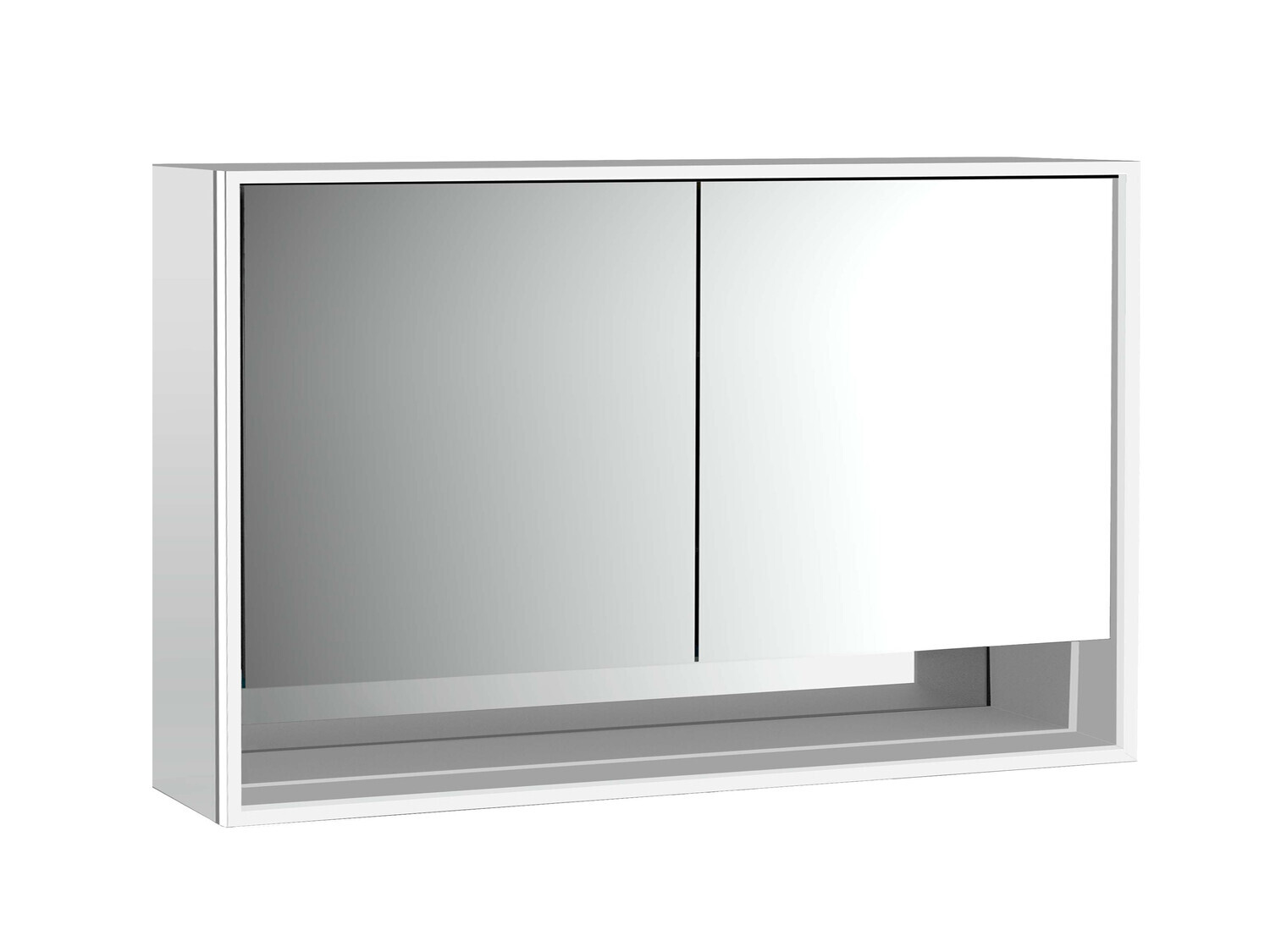 Bild von emco LED-Lichtspiegelschrank Loft mit Unterfach Aufputz, 1300 mm, 2-türig Rückwand weiß, 979806220 979806220