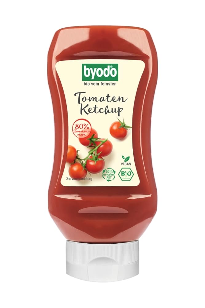 Bild von Byodo Bio-Tomaten Ketchup 300ml - Fruchtiger Geschmack mit 80% Tomatenmark | Vegan, Vegetarisch, Koscher, Halal | Erntefrische Italienische Tomaten | Praktische Squeeze-Flasche für Grill & Snacks