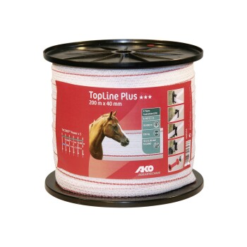 Bild von Kerbl Weidenzaun Kerbl TopLine Plus Weidezaunband, weiß/rot, Länge 200 m, 449554