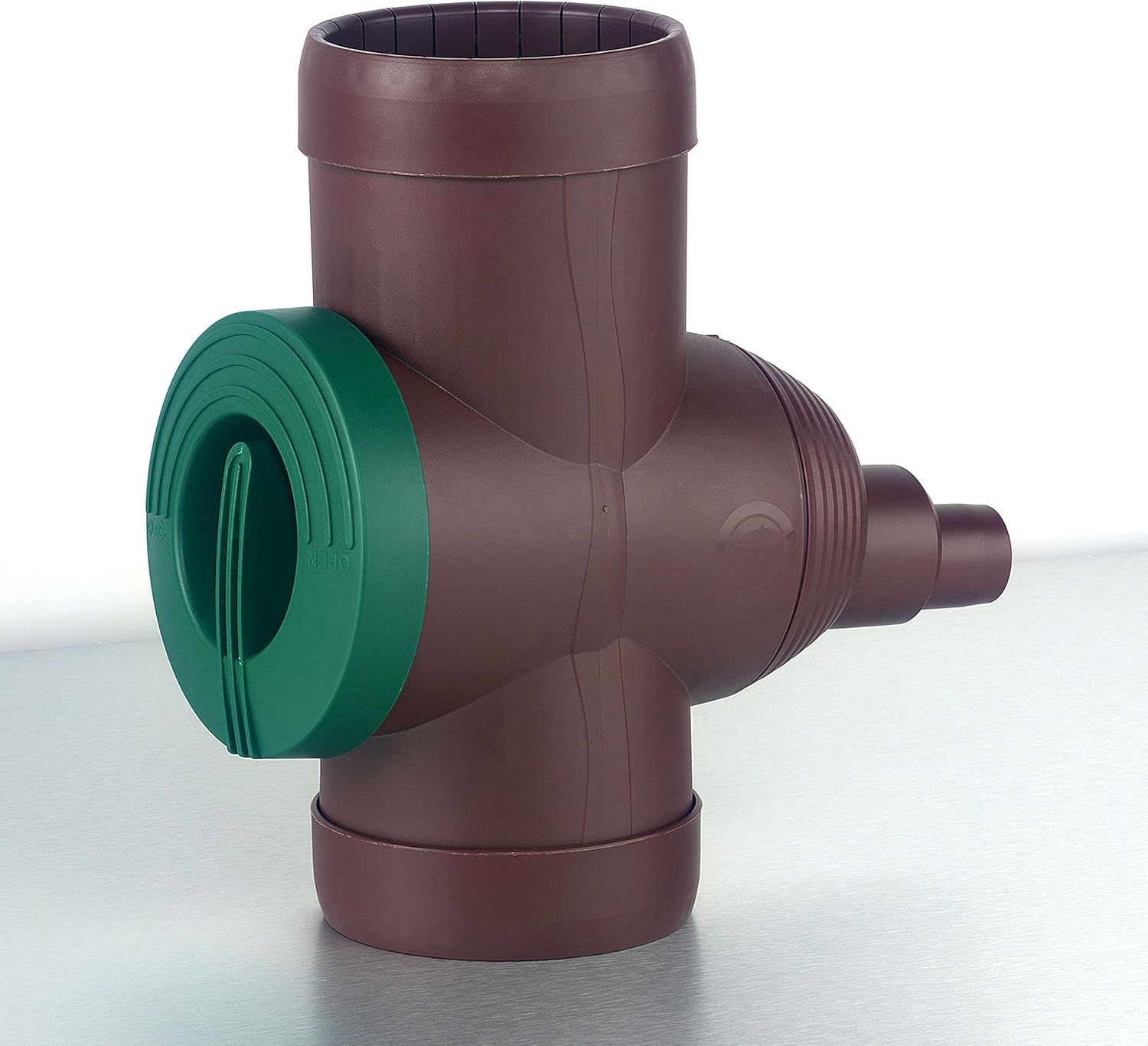 Bild von Regenwasserfilter Regensammler Inox mit Edelstahlsieb und Absperrhahn braun für Fallrohre Ø 68-100 mm zum Befüllen von Regentonnen