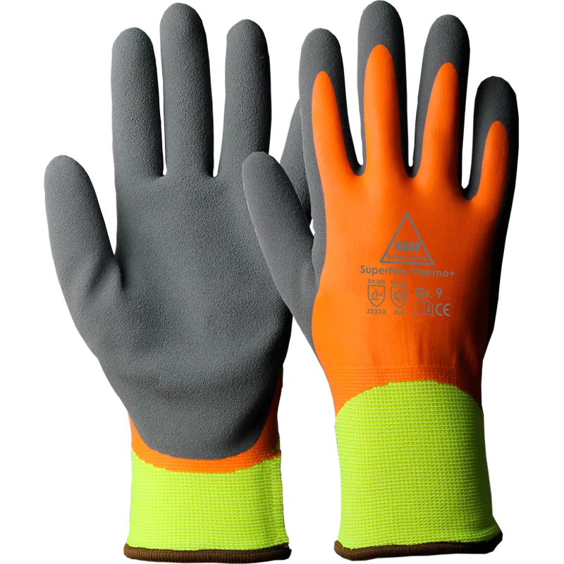 Bild von HASE SAFETY GLOVES Latex-Arbeitshandschuh Winter, neongelb/orange/grau, Gr 11