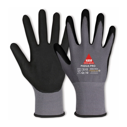 Bild von HASE SAFETY GLOVES Arbeitshandschuhe, Padua Pro, EN 388, EN 420, Größe 8, grau/schwarz