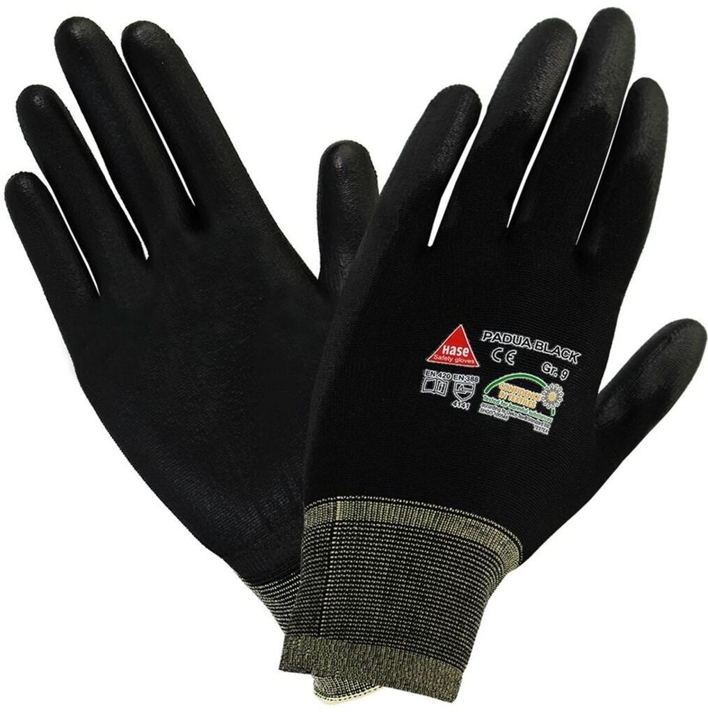 Bild von Hase Safety 508600 Padua Black PU-Schutzhandschuhe teilbeschichtet schwarz (10 Paar)