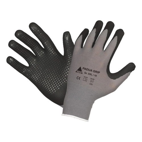 Bild von HASE SAFETY GLOVES Arbeitshandschuhe mit Noppen, Padua Grip, EN 388, EN 420, Größe 11, grau/schwarz