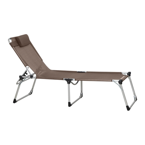 Bild von SIENA GARDEN Aluminium Klappliege Sole, taupe, Rahmen silber 214x70x45 cm