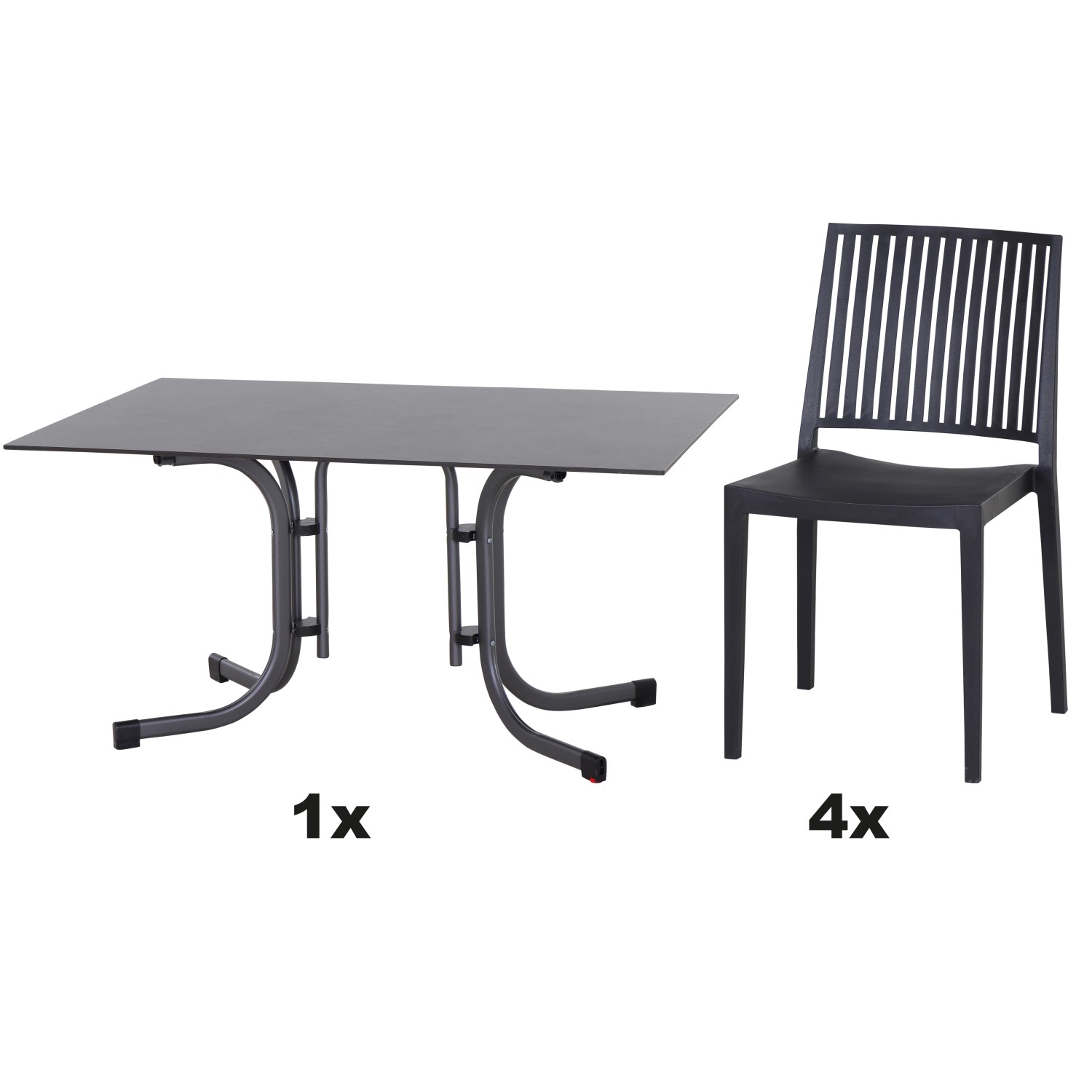 Bild von Siena Garden Gartenmöbel Set Lane 5-teilig 140 cm x 90 cm Anthrazit
