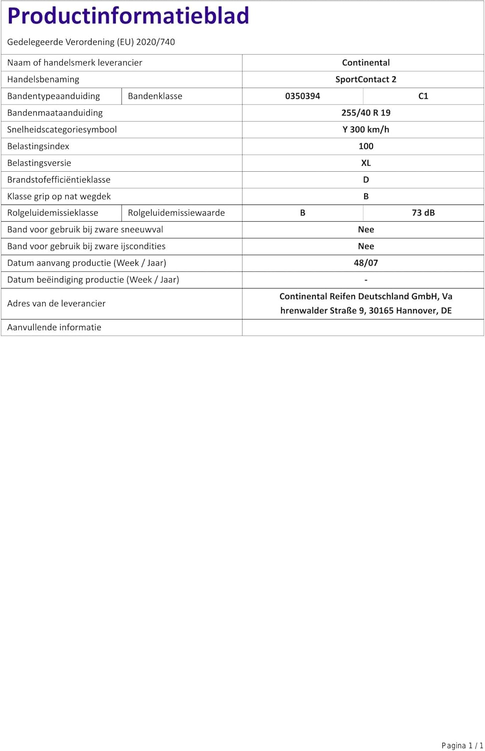 Bild von Continental CSC2XLMO 275/35 R20 102Y PKW Sommerreifen Reifen BMW: 5 Limousine, 5 Touring, X3, AUDI: A6 C7 Avant, A6 C6 Avant, A7 Sportback 0356340