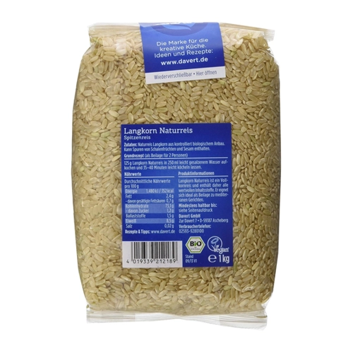 Bild von Davert Langkorn Naturreis - 4er Pack (4 x 1 kg) - Bio