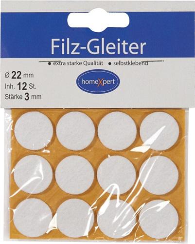 Bild von 10x Hansi-Siebert, Möbelgleiter + Schutzpuffer, Filzgleiter Ø22mm weiss 12er Pack (Filzgleiter, 12 Stück)