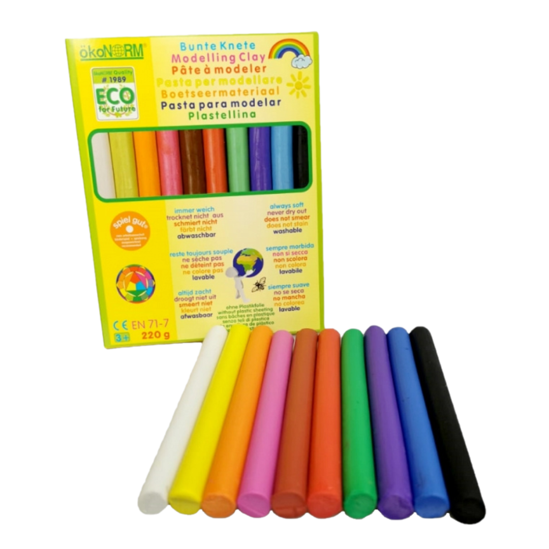 Bild von ökoNORM 76820 Modelling Clay Modelliermasse Always Soft 10 Farben Pack, 220g, Ton, Verschiedene, Einheitsgröße