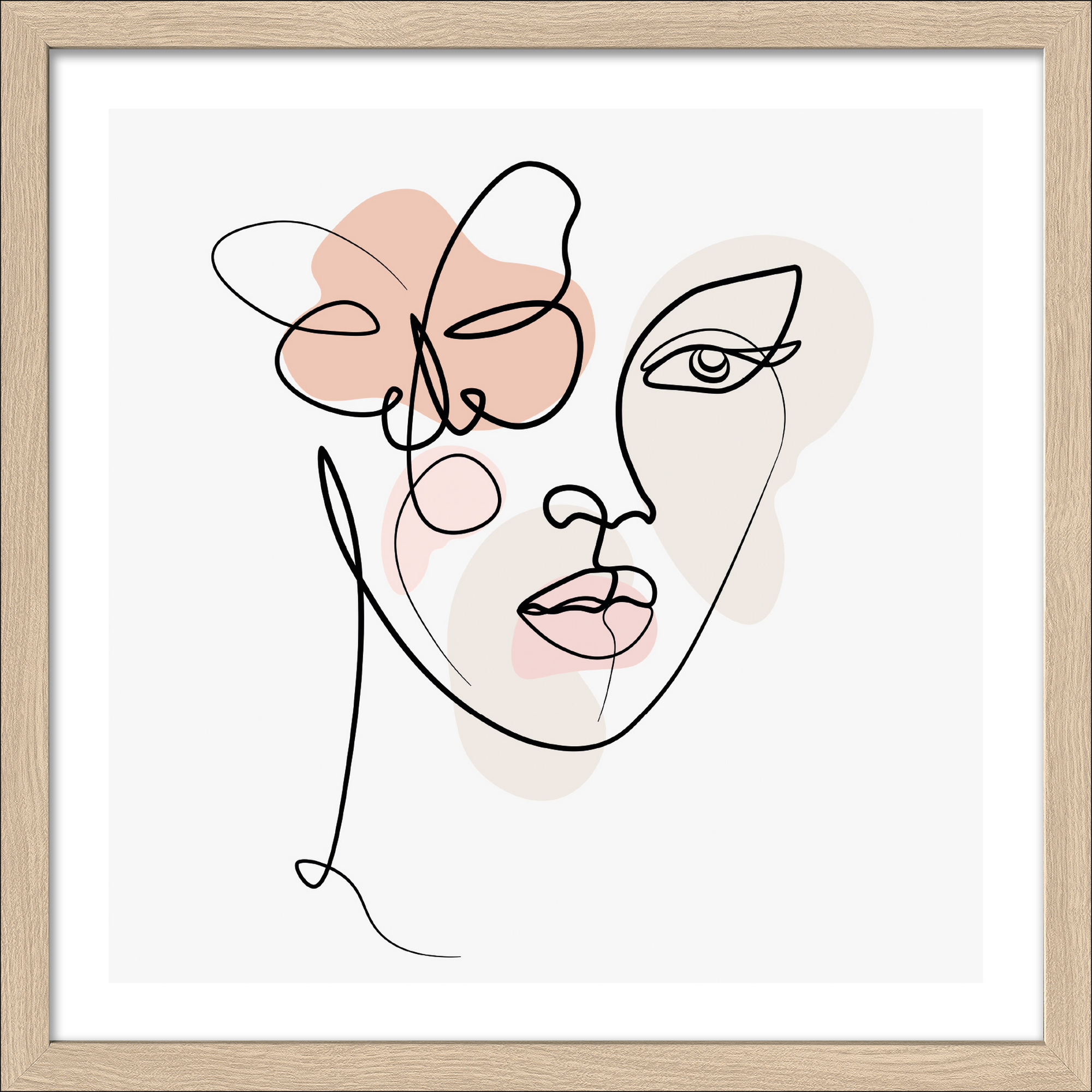 Bild von Pro-Art Kunstdruck Framed Art 'Line Art Faces III' 33 x 33 cm