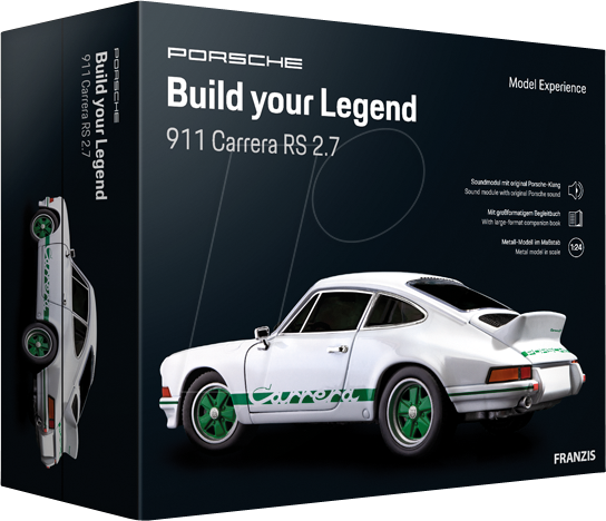 Bild von FRANZIS 67217 - Porsche 911 Carrera RS 2.7 Build Your Legend   Metall-Modellbausatz im Maßstab 1:24, inkl. Soundmodul und 72-seitigem Begleitbuch