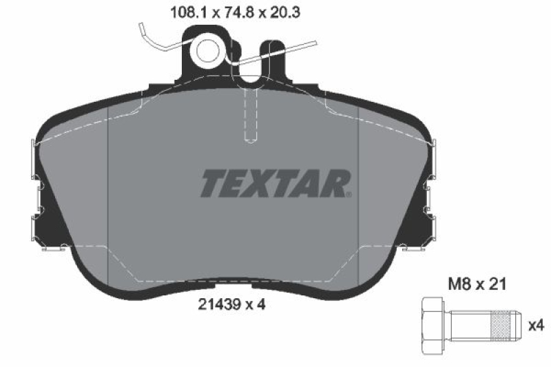 Bild von TEXTAR 2143905 Bremsbelagsatz Bremsbeläge, Bremsklötze, Bremssteine für Verschleißwarnanzeiger vorbereitet mit Bremssattelschrauben