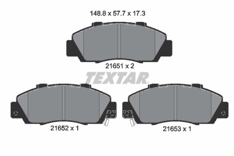 Bild von TEXTAR 2165101 Bremsbelagsatz Bremsbeläge, Bremsklötze, Bremssteine mit akustischer Verschleißwarnung mit Zubehör HONDA: PRELUDE 4, Accord 7 Limousine