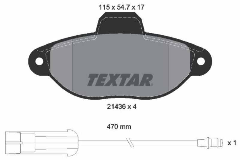 Bild von TEXTAR 2143603 Bremsbelagsatz Bremsbeläge, Bremsklötze, Bremssteine inkl. Verschleißwarnkontakt mit Zubehör FIAT: Punto II Hatchback