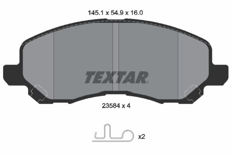 Bild von TEXTAR 2358401 Bremsbelagsatz Bremsbeläge, Bremsklötze, Bremssteine mit akustischer Verschleißwarnung MITSUBISHI: Lancer 8, Lancer 7 Limousine