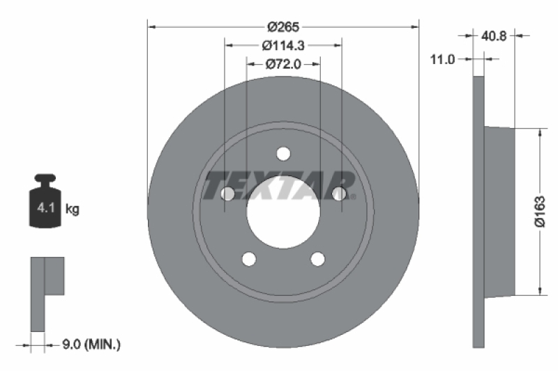 Bild von TEXTAR 92130500 Bremsscheibe Bremsscheiben, Scheibenbremsen 265 11 05/05 114,3 voll MAZDA: 3 Saloon, 3 Hatchback