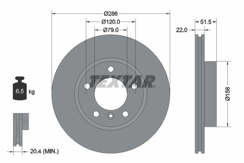 Bild von TEXTAR PRO+ 92055605 Bremsscheibe Bremsscheiben, Scheibenbremsen 286 22 05/06 120 innenbelüftet beschichtet hochgekohlt BMW: 3 Saloon, 3 Coupe