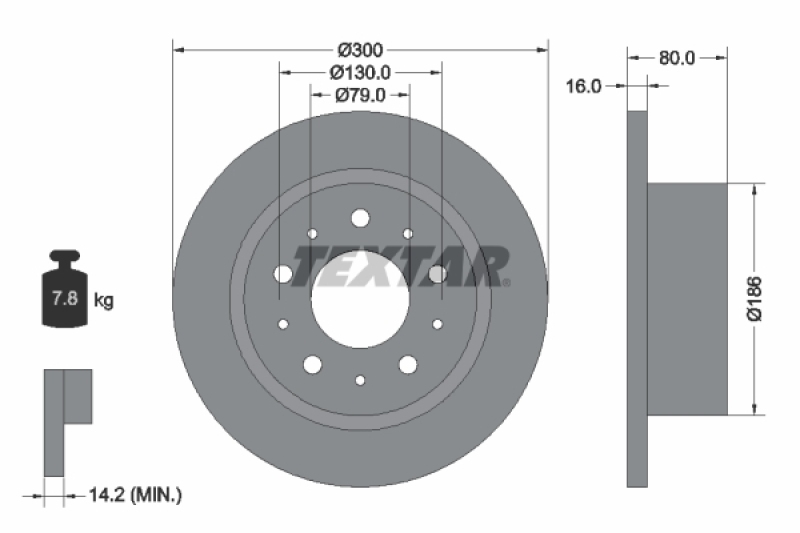 Bild von TEXTAR 92157600 Bremsscheibe Bremsscheiben, Scheibenbremsen 300 16 05/10 130 voll FIAT: Ducato III Van, Ducato III Minibus