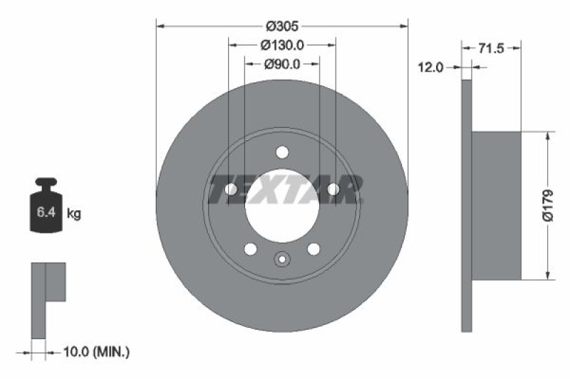 Bild von TEXTAR 92228700 Bremsscheibe Bremsscheiben, Scheibenbremsen 305 12 05/06 130 voll RENAULT: MASTER 3 Kasten, MASTER 3, OPEL: Movano B Van
