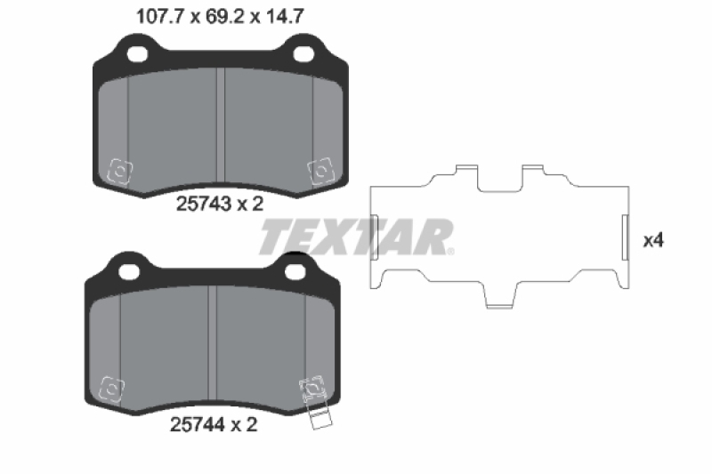 Bild von TEXTAR 2574301 Bremsbelagsatz Bremsbeläge, Bremsklötze, Bremssteine mit akustischer Verschleißwarnung JEEP: GRAND CHEROKEE 4, TESLA: Model S, Model X