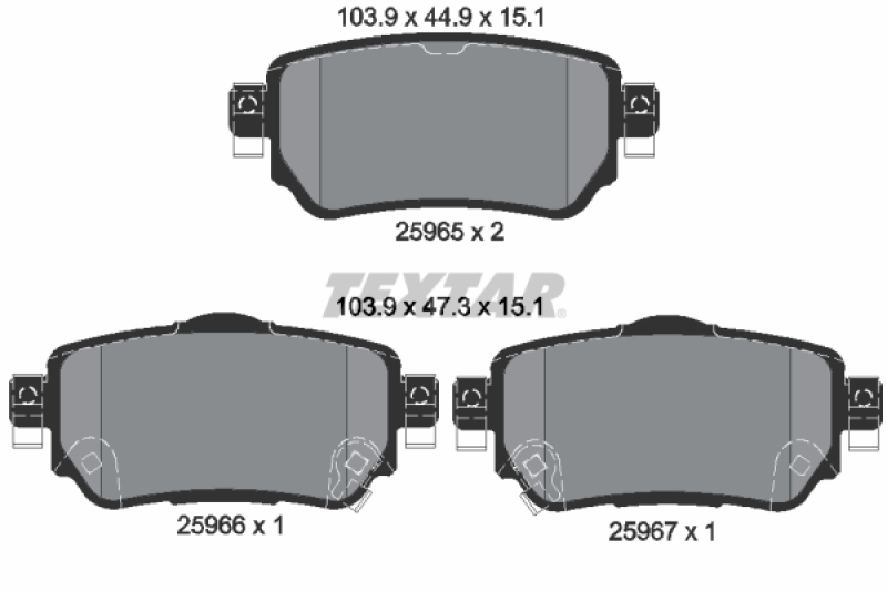 Bild von TEXTAR 2596501 Bremsbelagsatz Bremsbeläge, Bremsklötze, Bremssteine mit akustischer Verschleißwarnung NISSAN: Qashqai 2, X-Trail, Leaf II