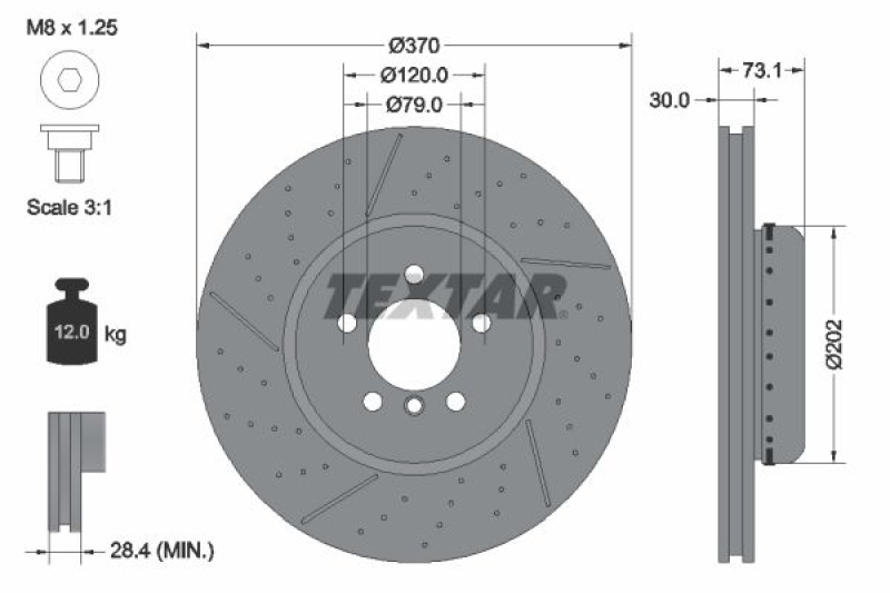 Bild von TEXTAR PRO+ 92265425 Bremsscheibe Bremsscheiben, Scheibenbremsen BMW: 3 Touring, 3 Saloon, 4 Gran Coupe