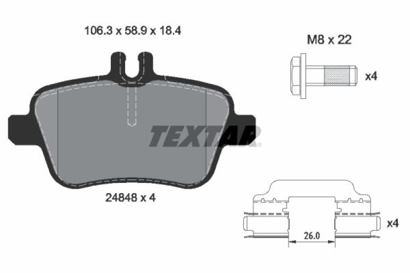 Bild von TEXTAR Bremsbelagsatz, Scheibenbremse hinten rechts links mit Zubehör für INFINITI MERCEDES-BENZ 44060HG00C A0074203420 A0084202320 2484805