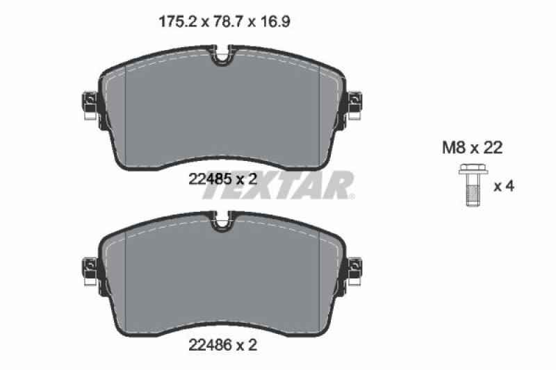 Bild von TEXTAR 2248501 Bremsbelagsatz Bremsbeläge, Bremsklötze, Bremssteine für Verschleißwarnanzeiger vorbereitet mit Bremssattelschrauben