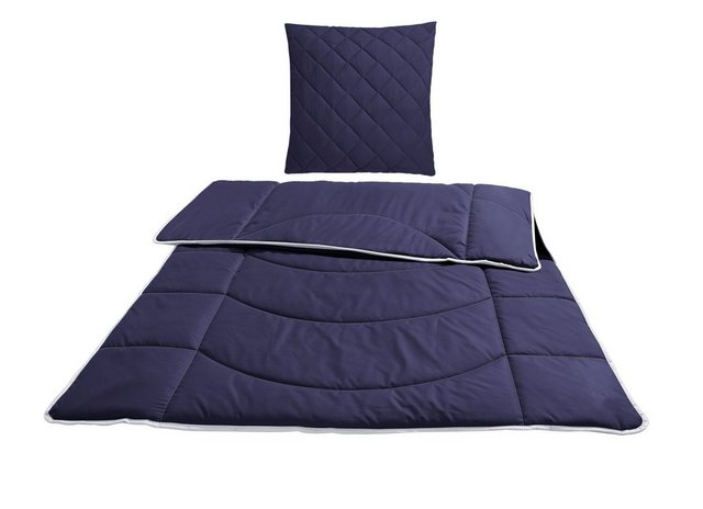 Bild von my home Steppbett + Kopfkissen »Microlux, Bettdecke 135x200 cm, 155x220 cm«, (Spar-Set, 1x Bettdecke und 1x Kopfkissen), Set mit Kissen 40x80 cm, 80x80 cm, Sommer, Herbst, Winter in 4 Farben