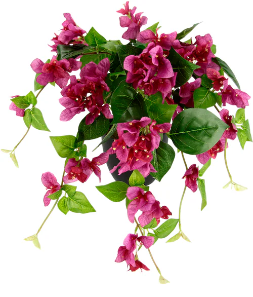 Bild von Künstliche Bougainvillea mit roten Blüten im Topf Drillingsblume Blumen Pflanzen Kunstpflanzen Kunstbäume Dekopflanzen Kunstblumen Deko Hängend Hängeblumen Rankende Seidenblume Hängeampel Girlande