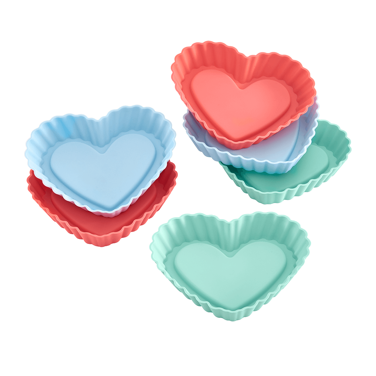 Bild von Lurch Backform Tortelett Herz Silikon 6er Set Pastelfarben Mix, (6-tlg)