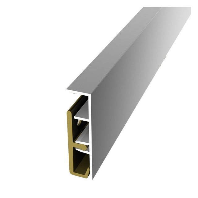 Bild von Metall Sockelleiste 60 x 60 x 2500 mm Aluminium Fußleiste Pulverbeschichtet Glatt Schwarz Küberit