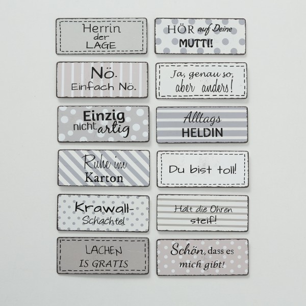Bild von Magnet Moody 12sort 10x4cm Eisen lackiert "Herrin der Lage"