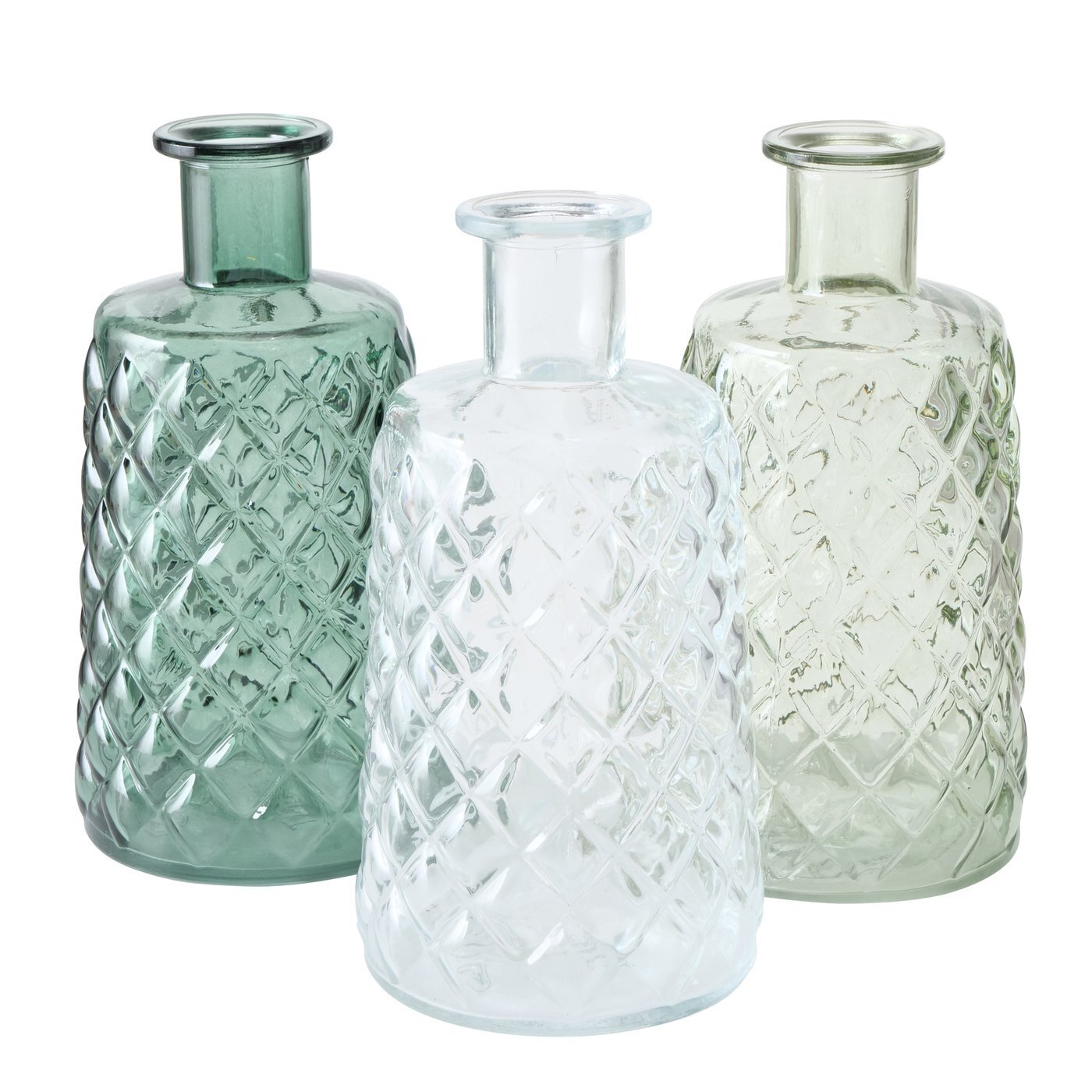 Bild von Boltze Vase Judith 3er Set, H24/Ø12 cm, grün/transparent
