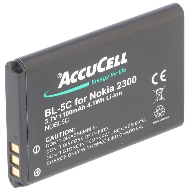 Bild von AccuCell AccuCell Akku passend für Nokia 6822 Akku, BL-5C, 1100mAh Akku 1100 mAh (3,6 V)