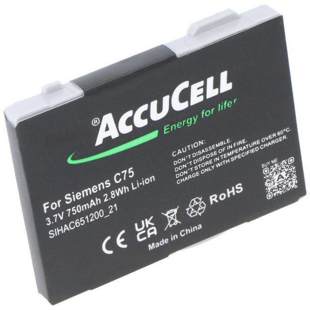 Bild von AccuCell AccuCell Akku passend für Siemens C75, 750mAh Akku 750 mAh (3,7 V)