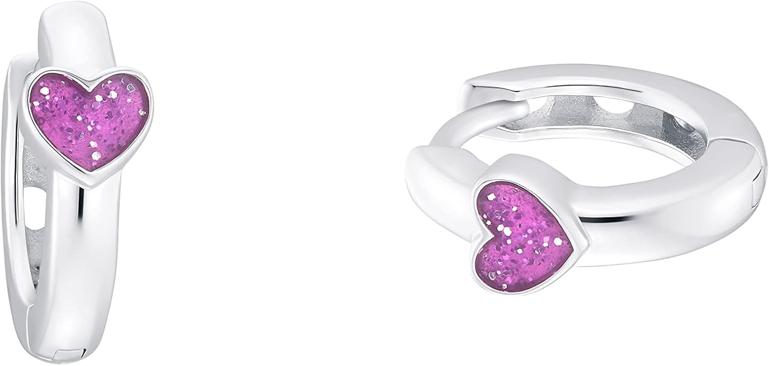 Bild von Prinzessin Lillifee Creolen 925 Sterling Silber Mädchen Kinder Ohrschmuck, 1,2 cm, Rosa, Herz, Kommt in Schmuck Geschenk Box, 9049219