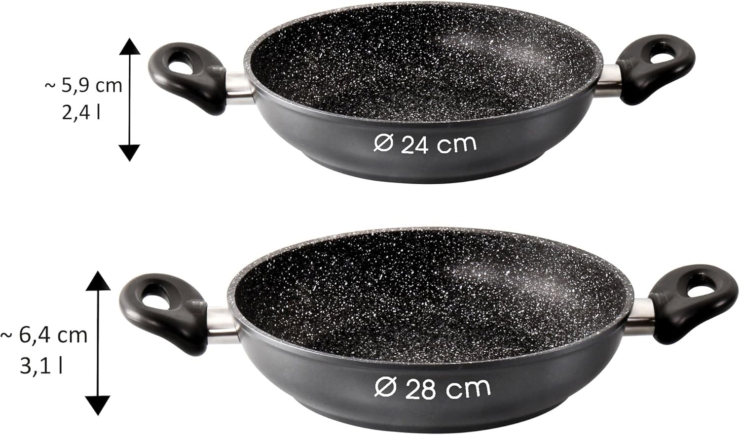 Bild von STONELINE® Back to Nature Servierpfanne 28 cm, Made in Germany, auch für öl- und fettfreies Braten, Kratzfeste Antihaftbeschichtung mit echten Steinpartikeln, Induktionspfanne